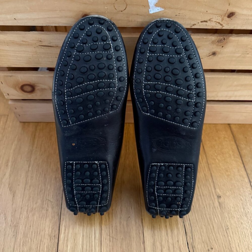 Tods Womens Black Leather Driving Loafers Size 36.5 EU With Rubber Sole Detailin - Picture 11 of 11